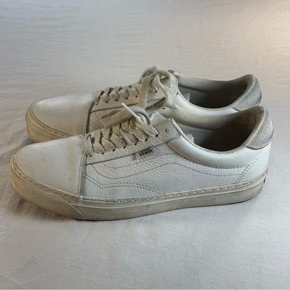 Vans Women's White Leather Lace Up Sneakers Size 10 (Men’s 8.5) - Picture 6 of 12